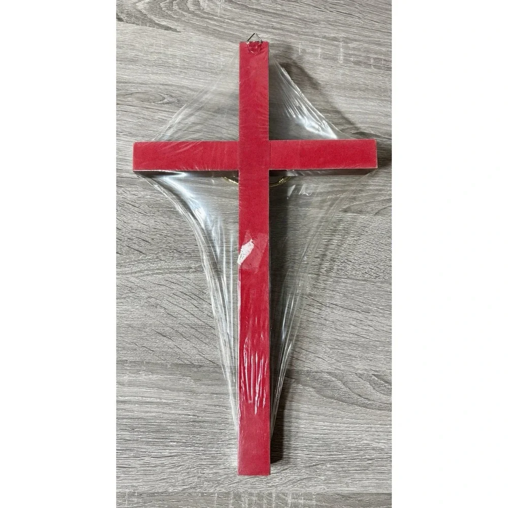 Vintage Wooden Crucifix w/Metal Inlays & Jesus Christ 16